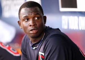 Minnesota Twins infielder Miguel Sano (97) in the dugout against the New York Yankees at George M. Steinbrenner Field. Mandatory Credit: Kim Klement-USA TODAY Sports