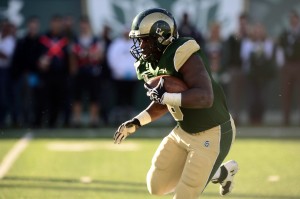 Colorado State Rams running back Chris Nwoke (6) carries in the fourth quarter against the Air Force Falcons at Hughes Stadium. The Rams defeated the Falcons 58-0. Mandatory Credit: Ron Chenoy-USA TODAY Sports