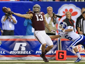 Texas A&M Aggies wide receiver Mike Evans (13) fails to make a catch during the second quarter against the Duke Blue Devils in the 2013 Chick-fil-A Bowl at the Georgia Dome. Mandatory Credit: Daniel Shirey-USA TODAY Sports
