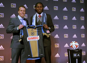 Andre Blake (Connecticut) poses for a photo after being selected as the number one overall pick in the first round to the Philadelphia Union in the 2014 MLS Superdraft at Philadelphia Convention Center. Mandatory Credit: Stephanie Greene-USA TODAY Sports