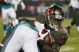 Tampa Bay Buccaneers running back Bobby Rainey (43) runs with the ball during the second quarter against the Miami Dolphins at Raymond James Stadium. Mandatory Credit: Kim Klement-USA TODAY Sports