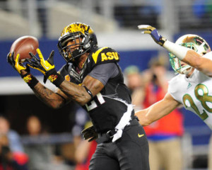 ASU WR Jaelen Strong makes a catch against Notre Dame. Via Philadelphia Inquirer.