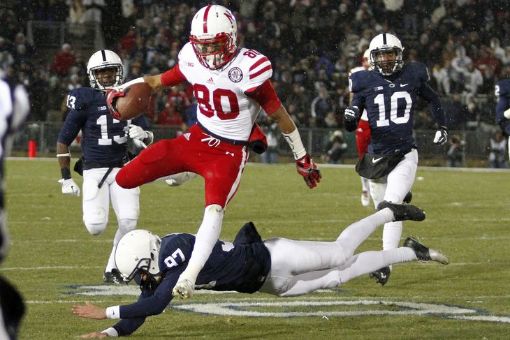 Nebraska receiver Kenny Bell (80) evades a tackle in game against the Penn State Nittany Lions. Photo by Justin K. Aller