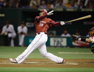 Andruw Jones with the Tohoku Rakuten Golden Eagles. Photo via MLB.com.