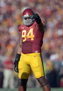 Leonard Williams (94) gestures against the Fresno State Bulldogs. Mandatory Credit: Kirby Lee-USA TODAY Sports