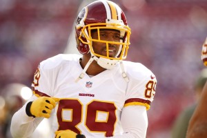 Santana Moss (89) stands on the field before the start of the game against the San Francisco 49ers at Levi's Stadium. Mandatory Credit: Cary Edmondson-USA TODAY Sports