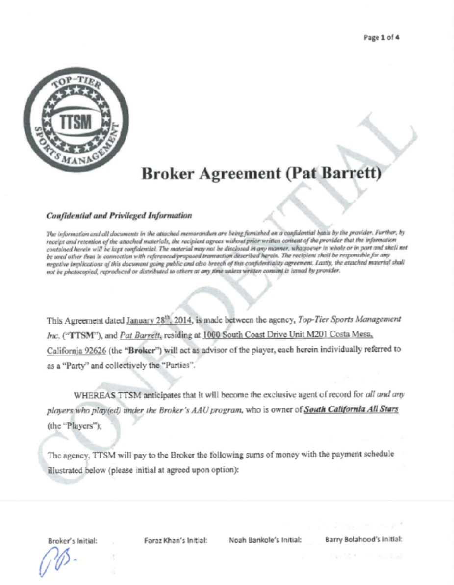 Pat Barrett Broker Agreement - Page 1